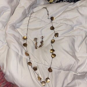 Gold Disc Necklace and Earring Set